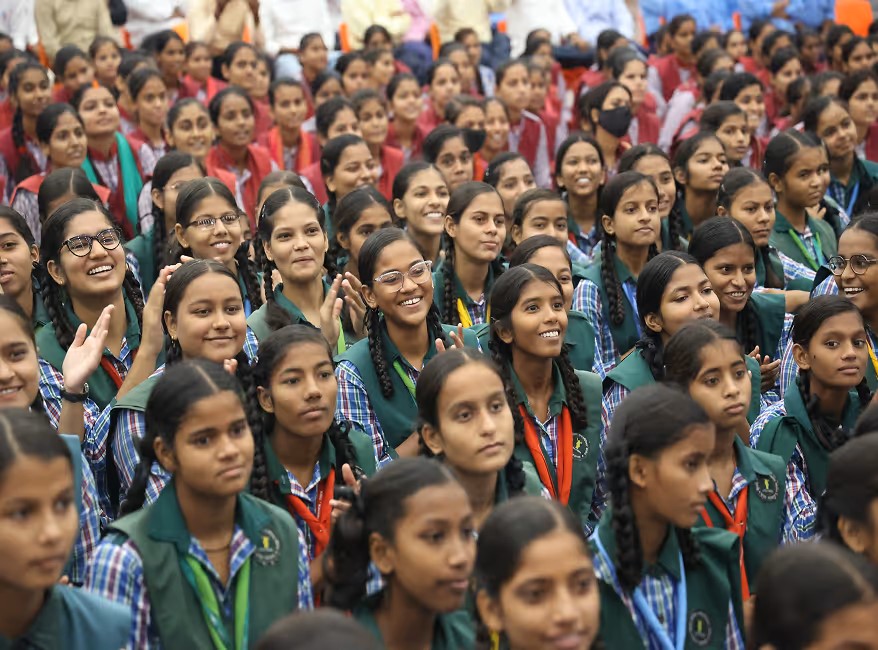 Students celebrating and smiling